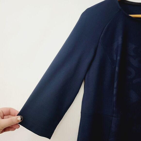 Luisa Serano Navy Fit and Flare 3/4 Sleeve Top - Picture 3 of 12